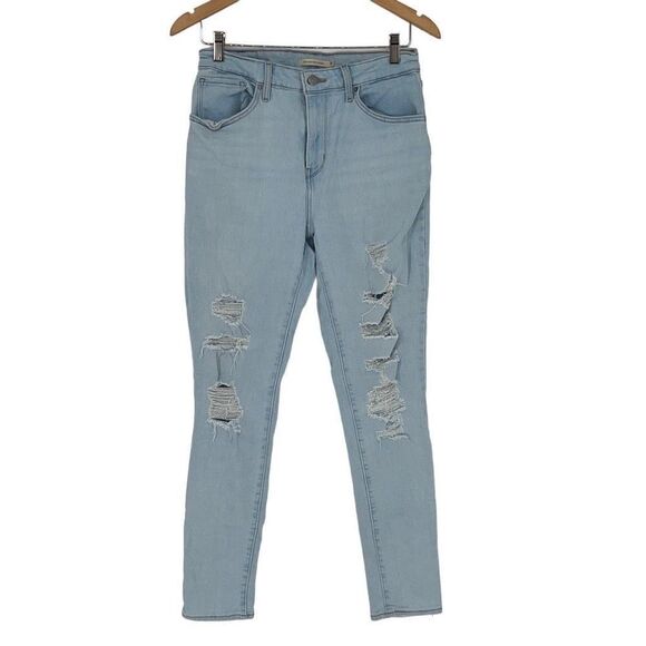 Levi’s Womens Distressed Light Wash 721 High Rise Skinny Leg Jeans Blue‎ Size 30 - Picture 1 of 10